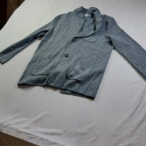BUGATCHI Merino Wool Knit Cardigan Sweater Small Gray Button Front Pockets